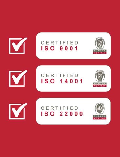 ISO 9001, ISO 14001 i ISO 22000 certifikat