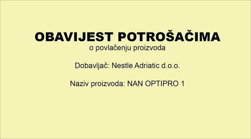 Obavijest o opozivu proizvoda