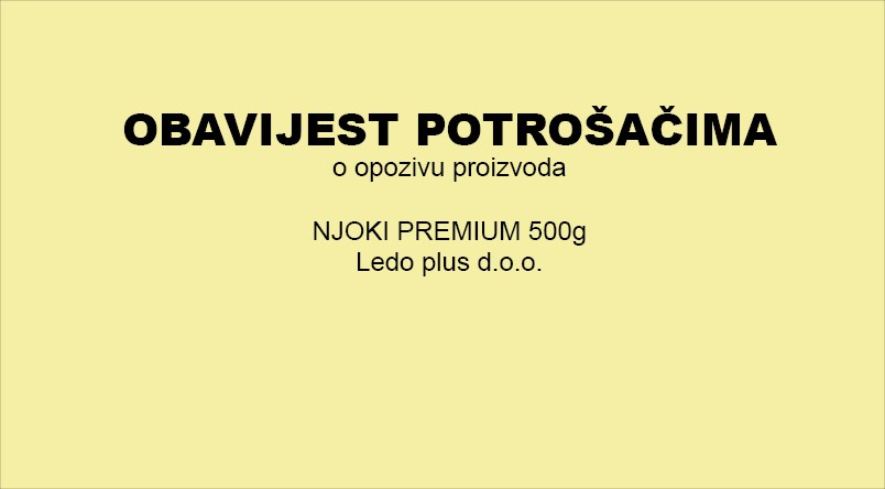 Opoziv proizvoda Njoki premium 500 g