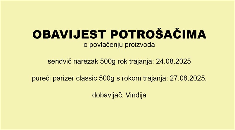 Povlačenje proizvoda - Vindija KOKA